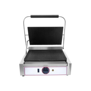 Piastra grill in ghisa elettrica da banco rigata sotto rigata sopra RM1 – PIA01602