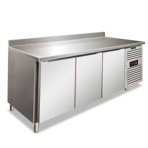 Tavolo Freezer inox 3 porte con alzatina ventilato