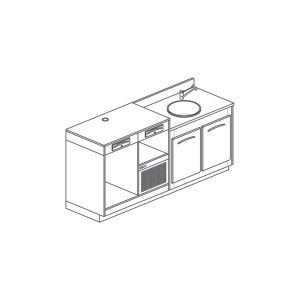 Bancone Bar con alzatina 2 vani cella DX + lavello L150