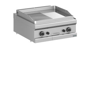 Fry Top a gas liscia/rigata d'appoggio cromata - DXMFTG77TLRC- Plus 700
