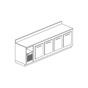 Bancone Bar con alzatina 4 vani cella L250