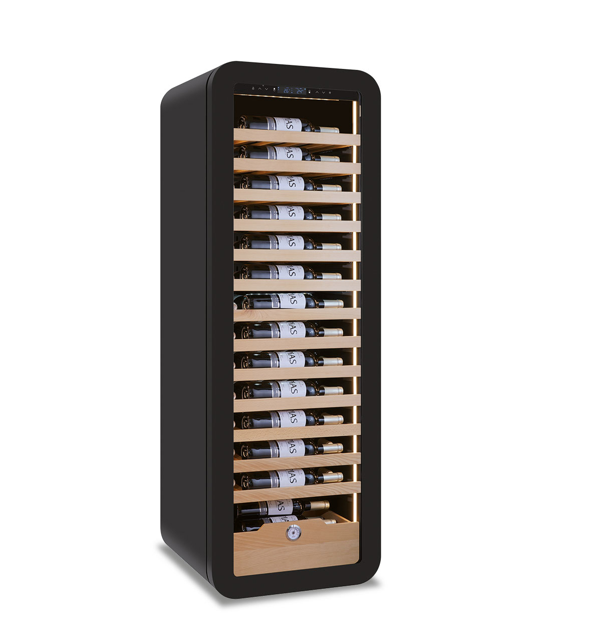 Frigo vini ventilato con porta vetro 1 temperatura - 90 bottiglie