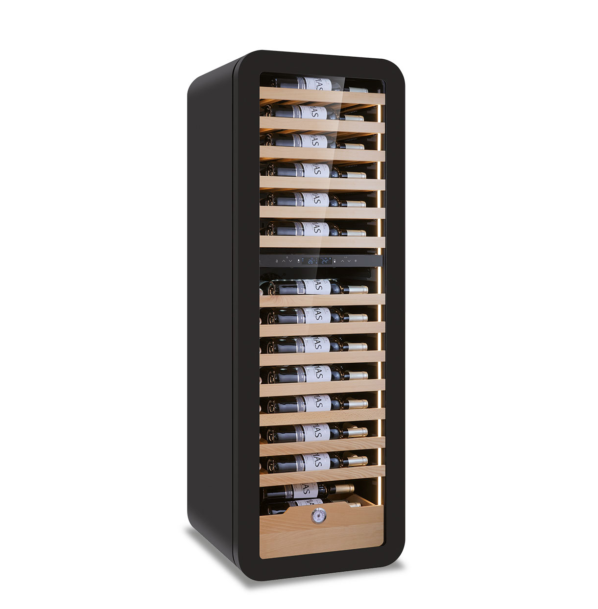 Frigo vini ventilato con porta vetro 2 temperature - 86 bottiglie