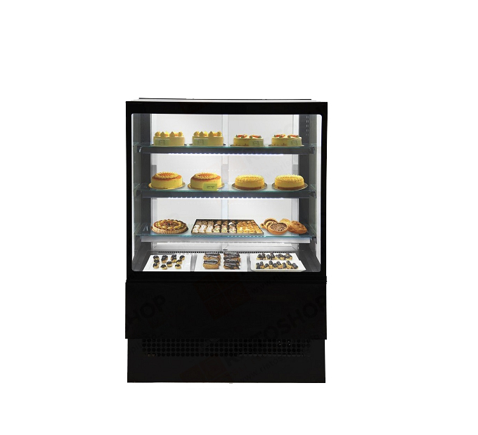Espositore caldo con vetrocamera temperata dritta per rosticceria - gastronomia - cornetteria - 90 cm