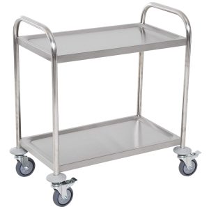 Carrello di servizio commerciale in acciaio inox L112xP62 2 ripiani